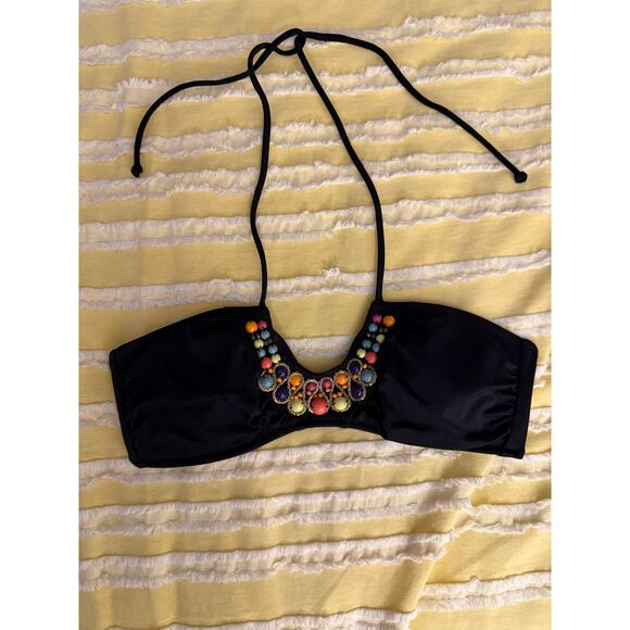 Victoria's Secret Black Embellished Halter Bikini Top - Picture 1 of 3